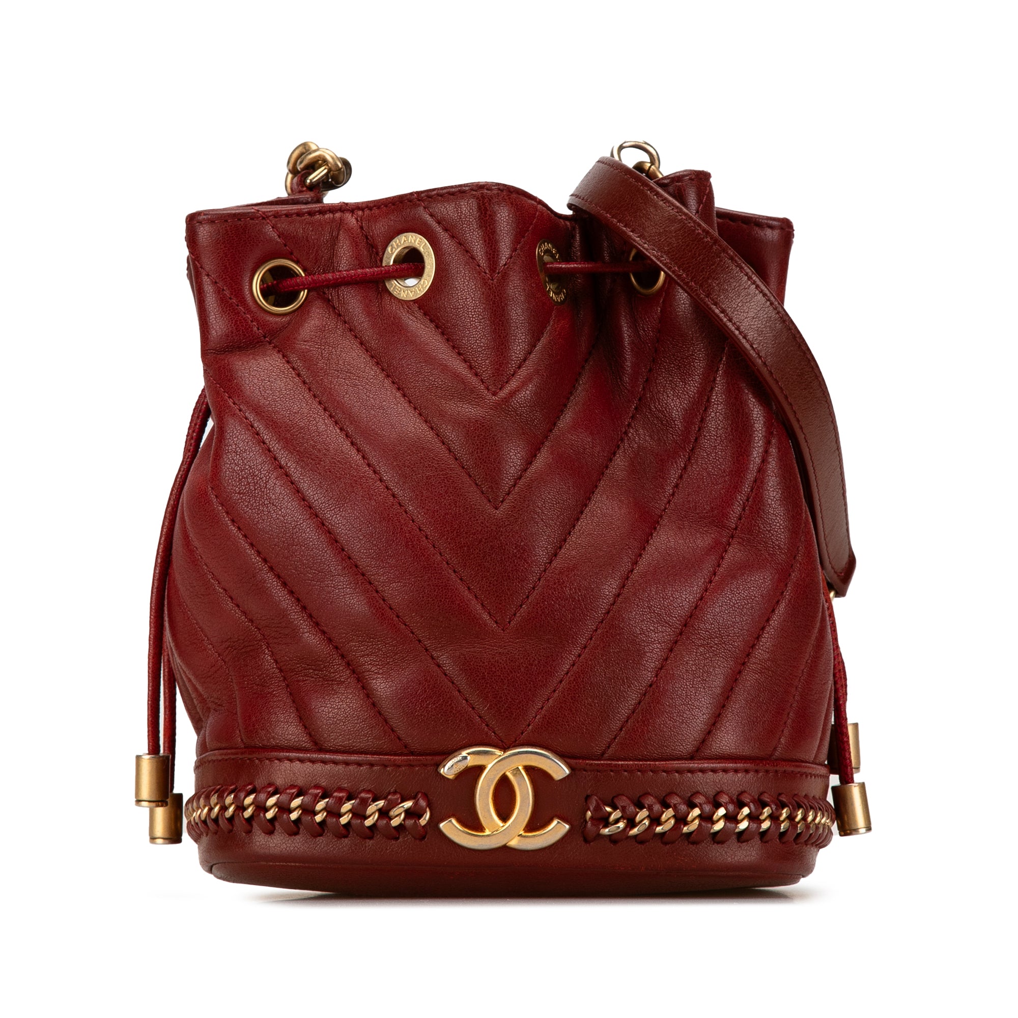 Paris Cosmopolite Small Chevron Lambskin Bucket Bag