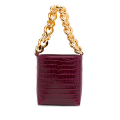 Mini Croc-Embossed Chain Bucket Bag_2