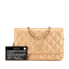 CC Quilted Lambskin Coin Charm Wallet on Chain