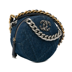 Denim 19 Round Clutch with Chain_1