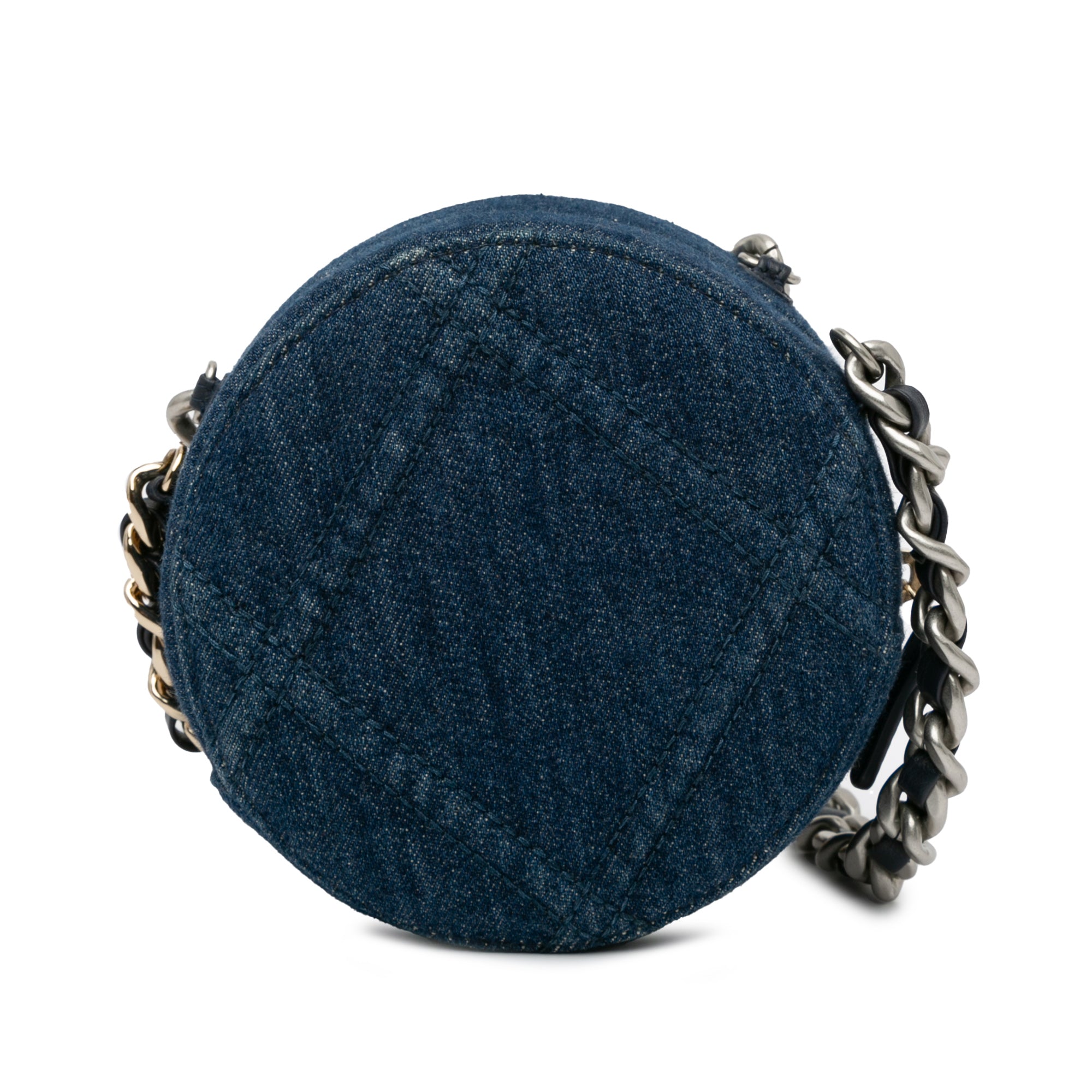 Denim 19 Round Clutch with Chain