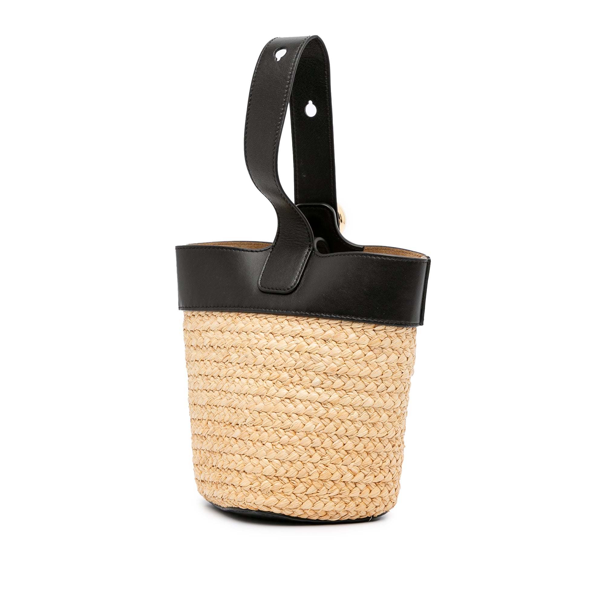 Mini Raffia Pebble Bucket Bag