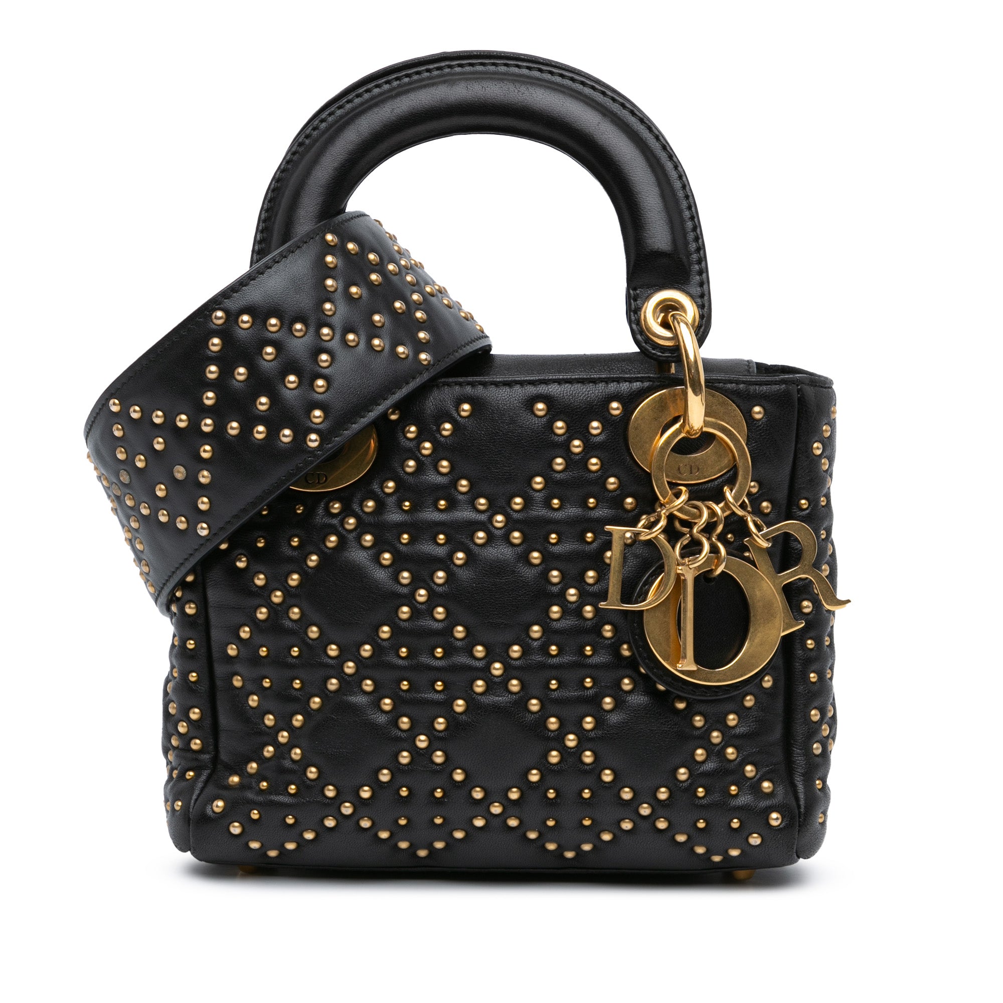 Mini Calfskin Cannage Studded Supple Lady Dior