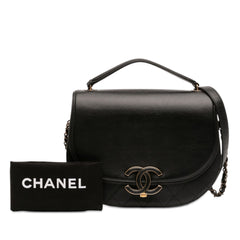 Medium Shiny Calfskin and Quilted Goatskin Coco Curve Flap