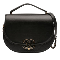 Medium Shiny Calfskin and Quilted Goatskin Coco Curve Flap