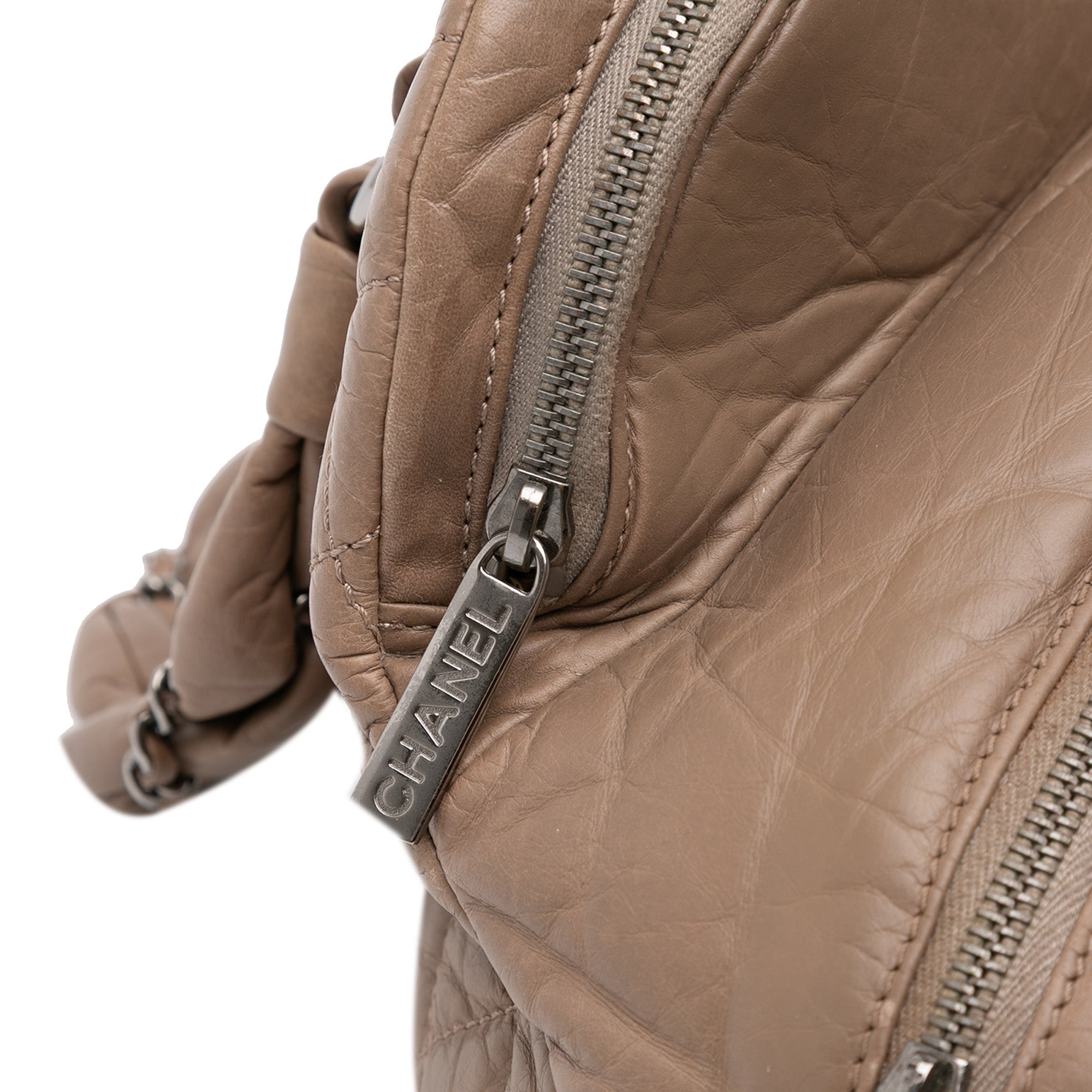 Distressed Lambskin Lady Braid Bowler Bag