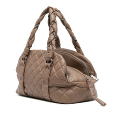 Distressed Lambskin Lady Braid Bowler Bag