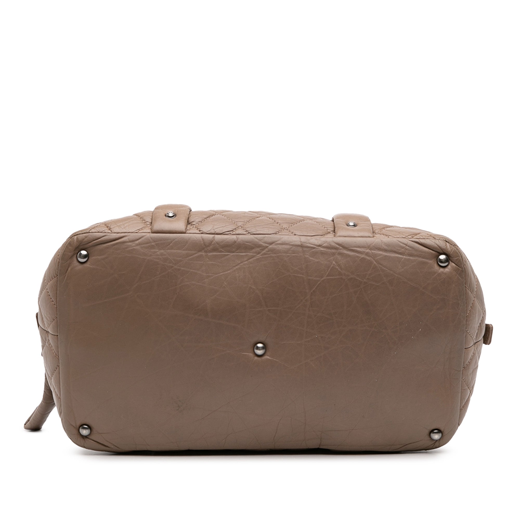 Distressed Lambskin Lady Braid Bowler Bag