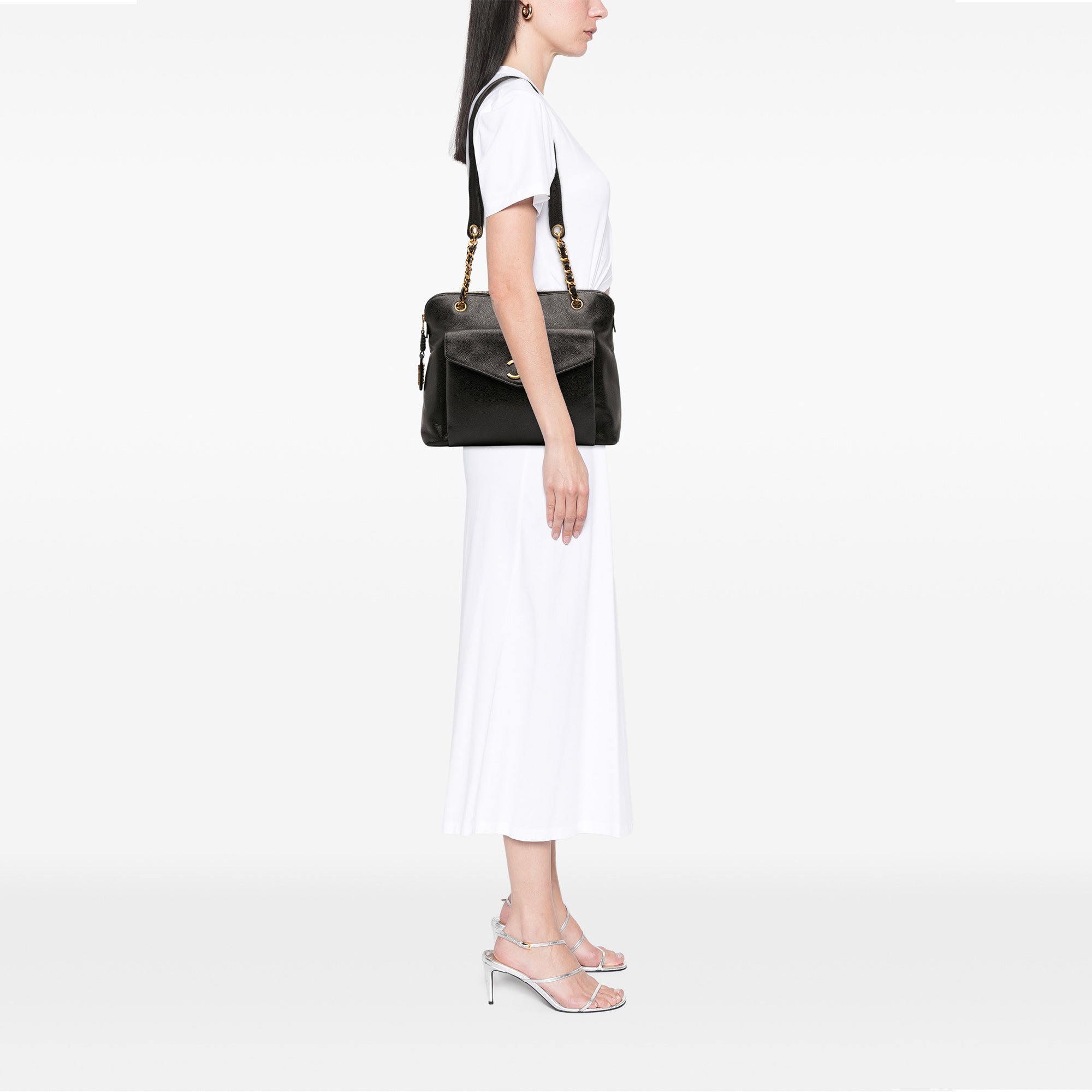 Caviar Front Pocket Chain Tote