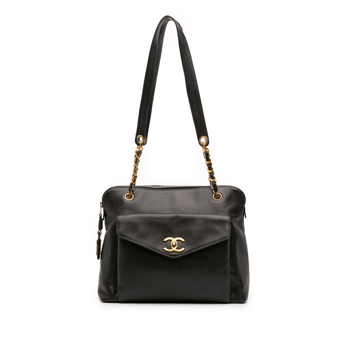 Caviar Front Pocket Chain Tote