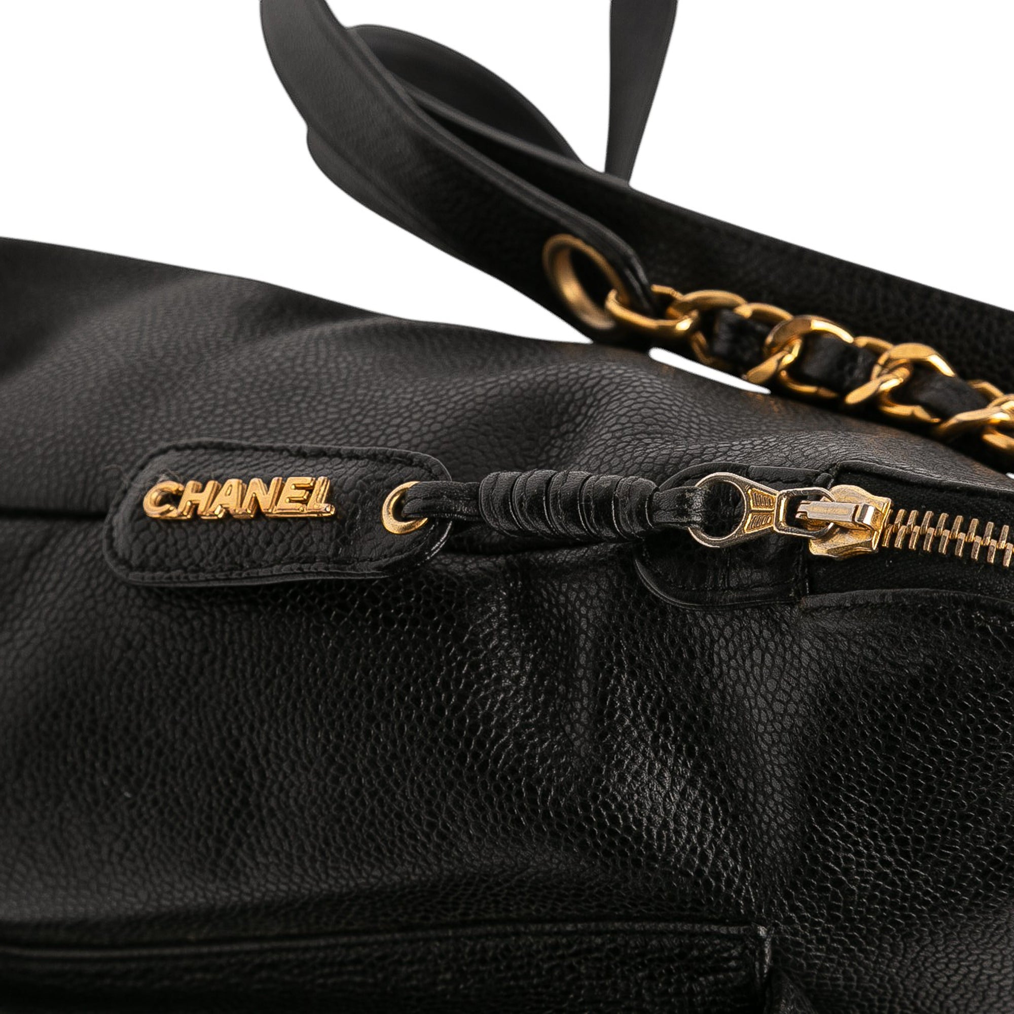 Caviar Front Pocket Chain Tote