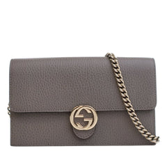 Leather Interlocking G Dollar Wallet on Chain