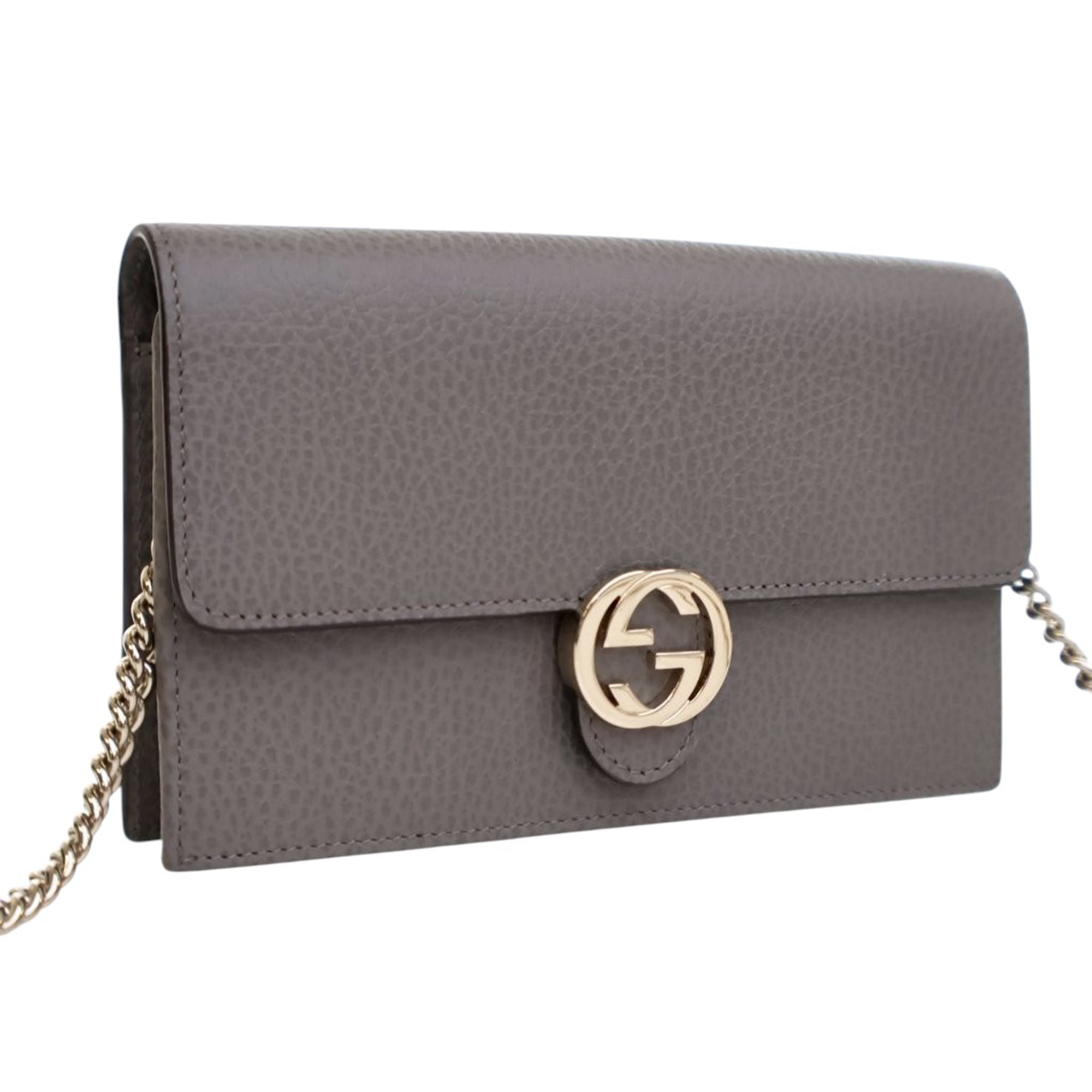 Leather Interlocking G Dollar Wallet on Chain