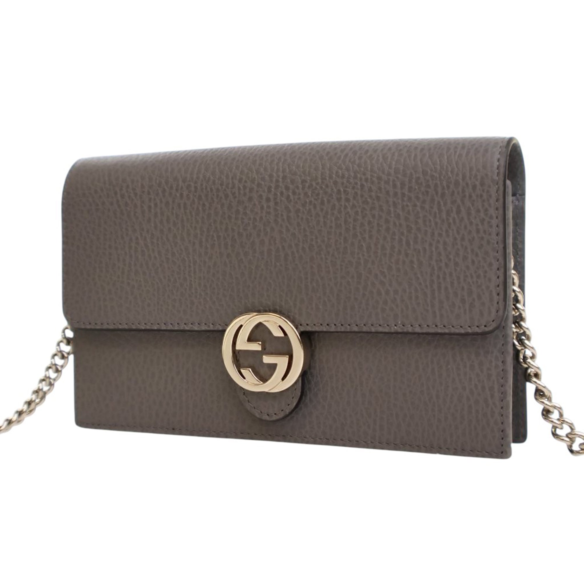 Leather Interlocking G Dollar Wallet on Chain