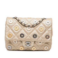 Paris-Dubai Small Perforated Metallic Lambskin Medals Flap