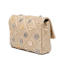 Paris-Dubai Small Perforated Metallic Lambskin Medals Flap