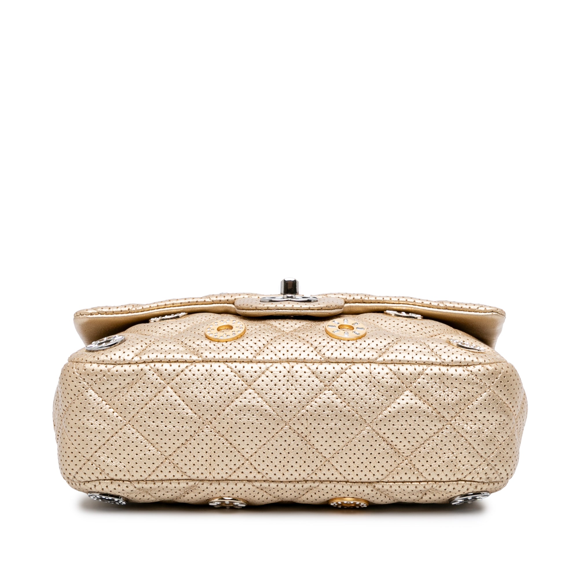 Paris-Dubai Small Perforated Metallic Lambskin Medals Flap