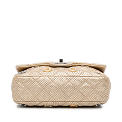 Paris-Dubai Small Perforated Metallic Lambskin Medals Flap