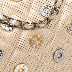 Paris-Dubai Small Perforated Metallic Lambskin Medals Flap
