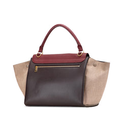 Medium Tricolor Leather Trapeze Satchel