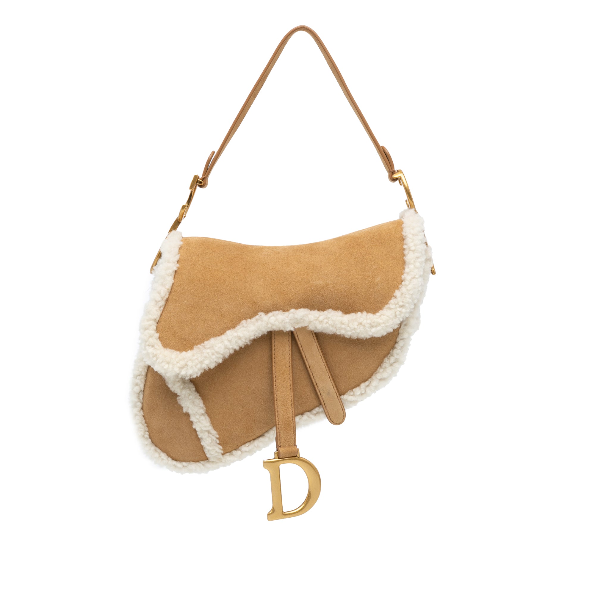 Shearling Suede Saddle Bag