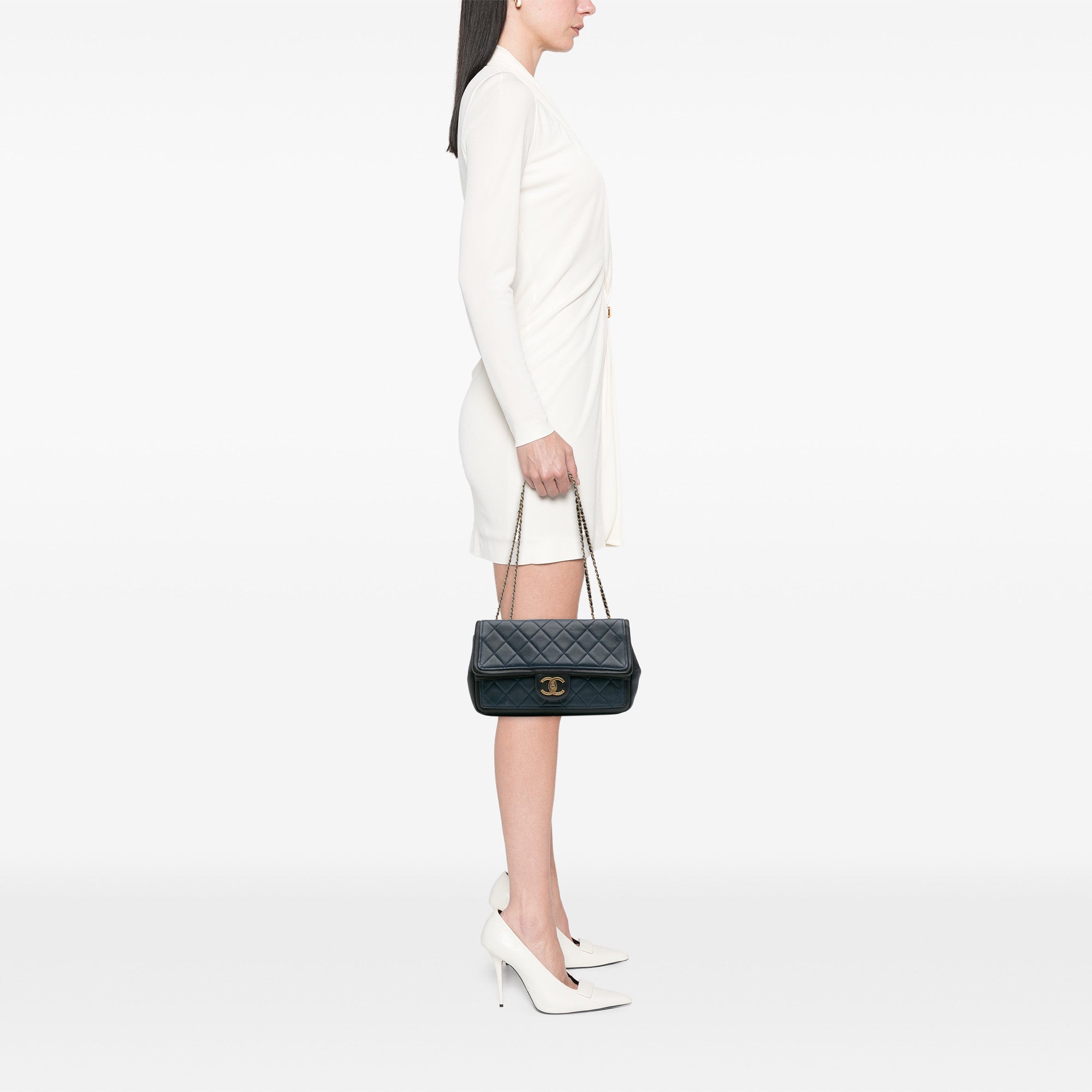 Medium Bicolor Calfskin Graphic Flap