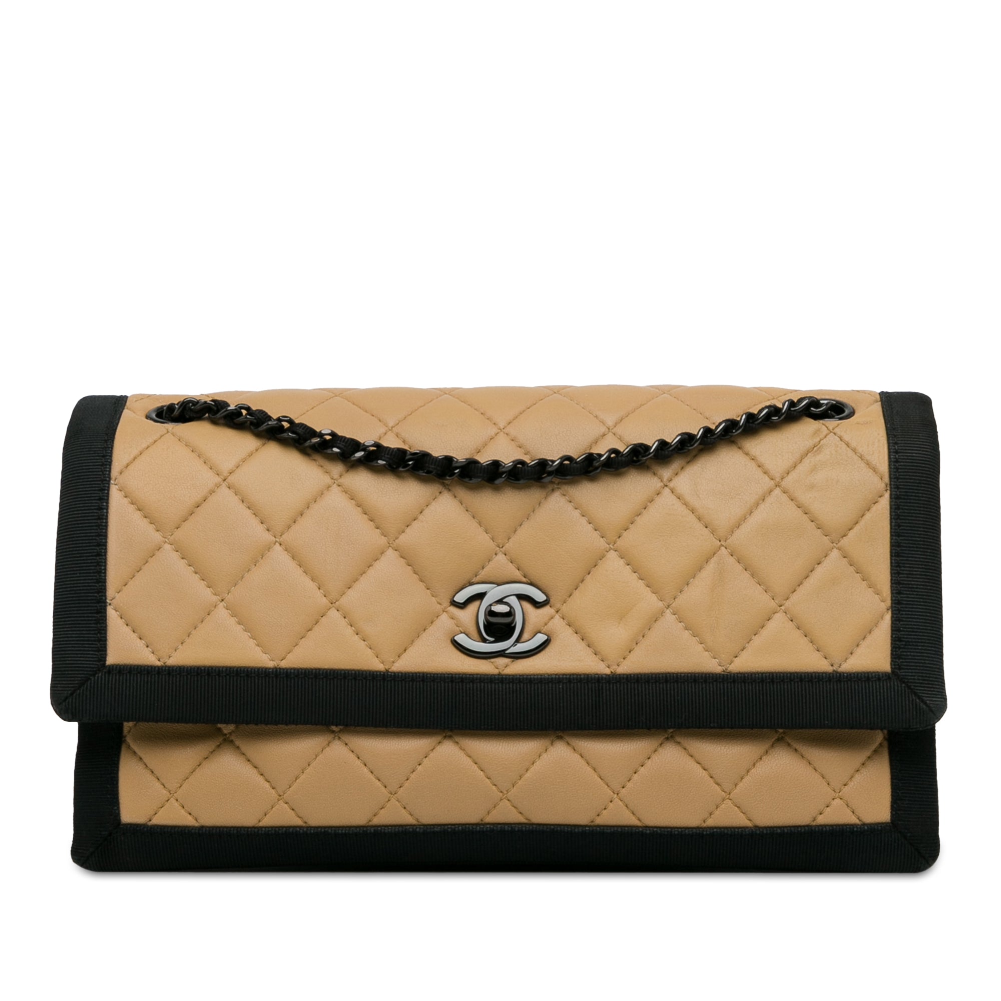 Medium Quilted Lambskin Grosgrain Two Tone Flap_0