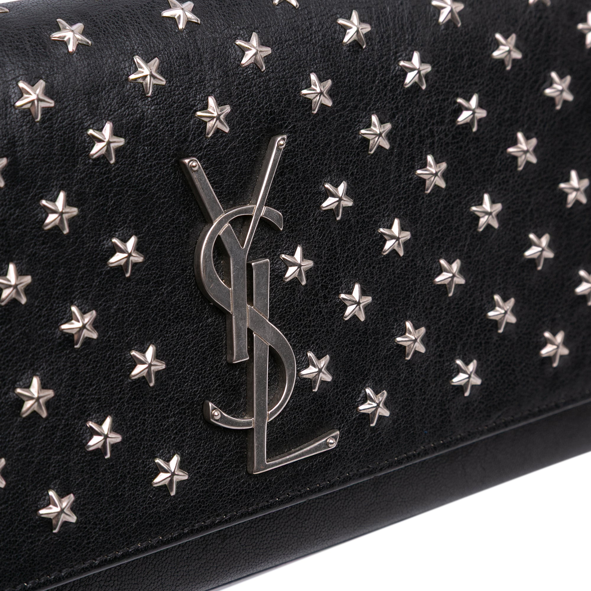 Leather Star Studded Cassandre Clutch
