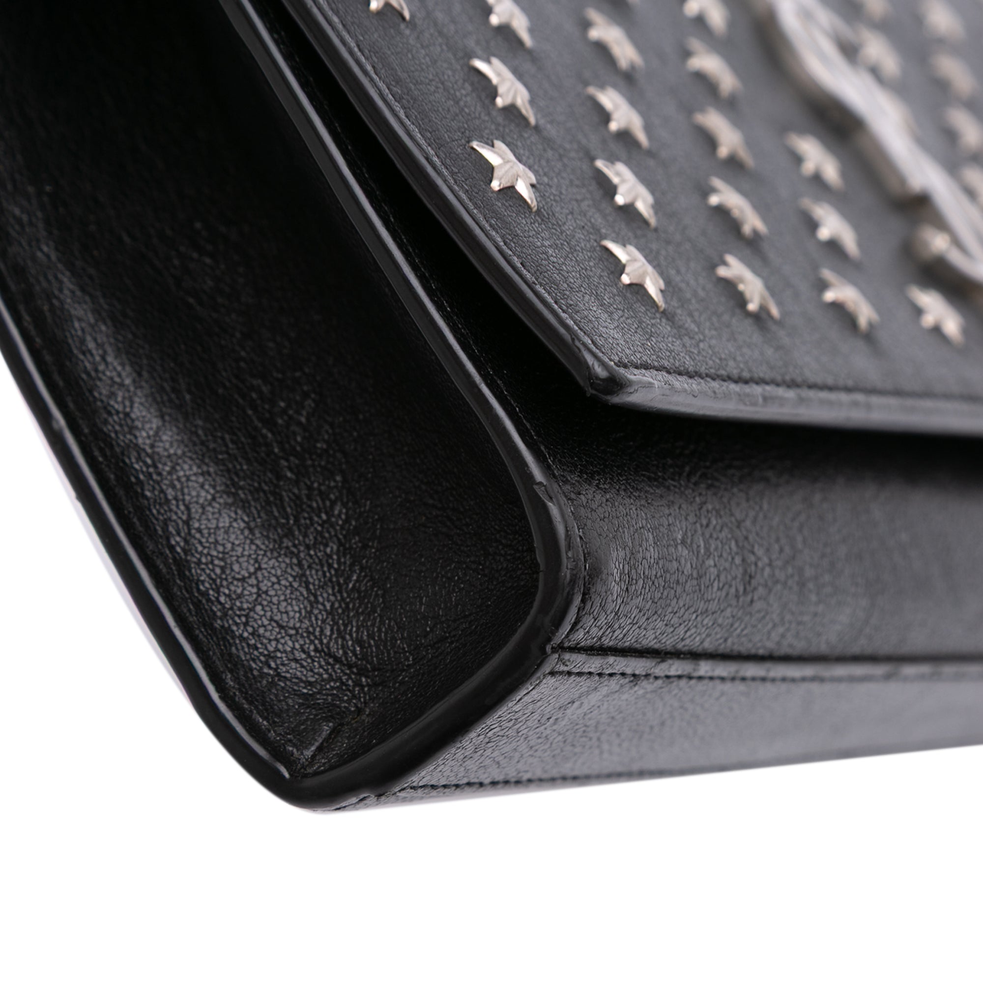 Leather Star Studded Cassandre Clutch