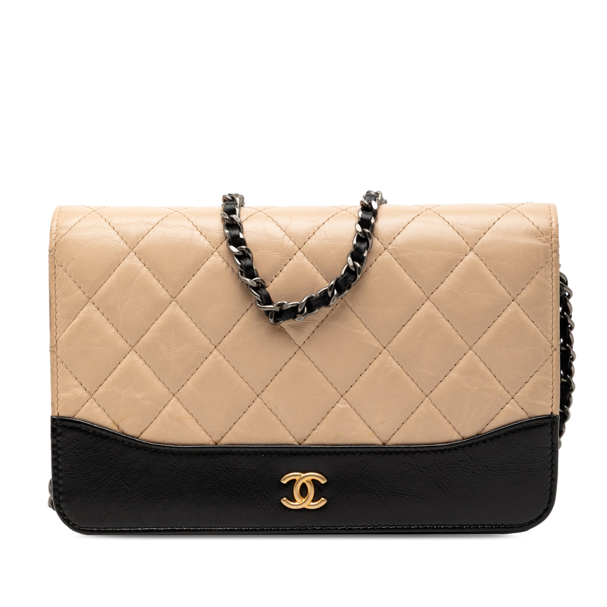 Bicolor Quilted Aged Calfskin Gabrielle Wallet On Chain