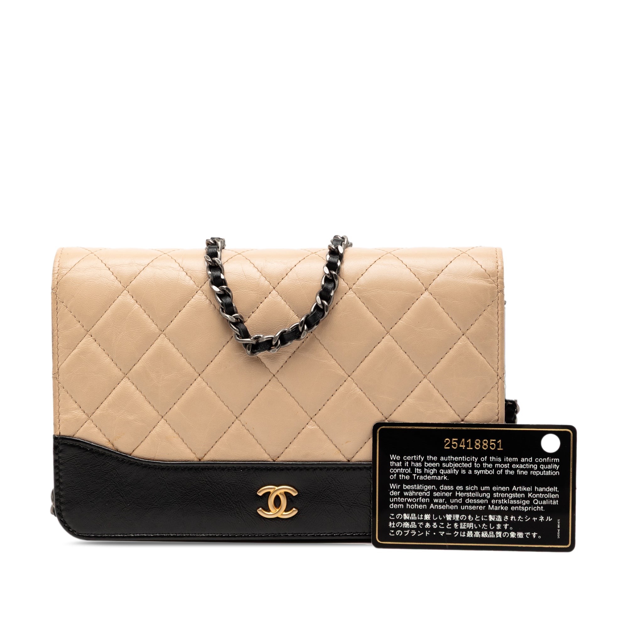 Bicolor Quilted Aged Calfskin Gabrielle Wallet On Chain