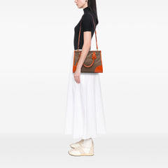 Saffiano Trimmed Canvas Canapa Logo Double Zip Satchel