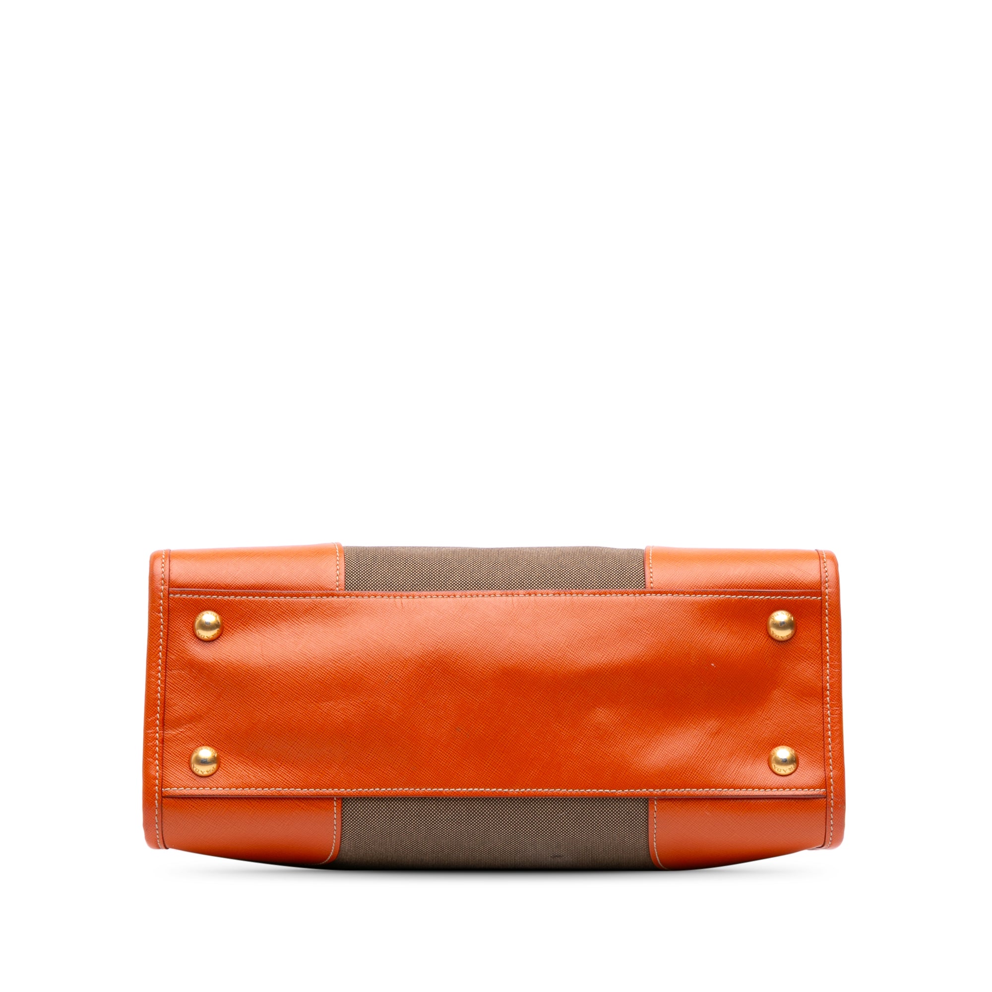 Saffiano Trimmed Canvas Canapa Logo Double Zip Satchel