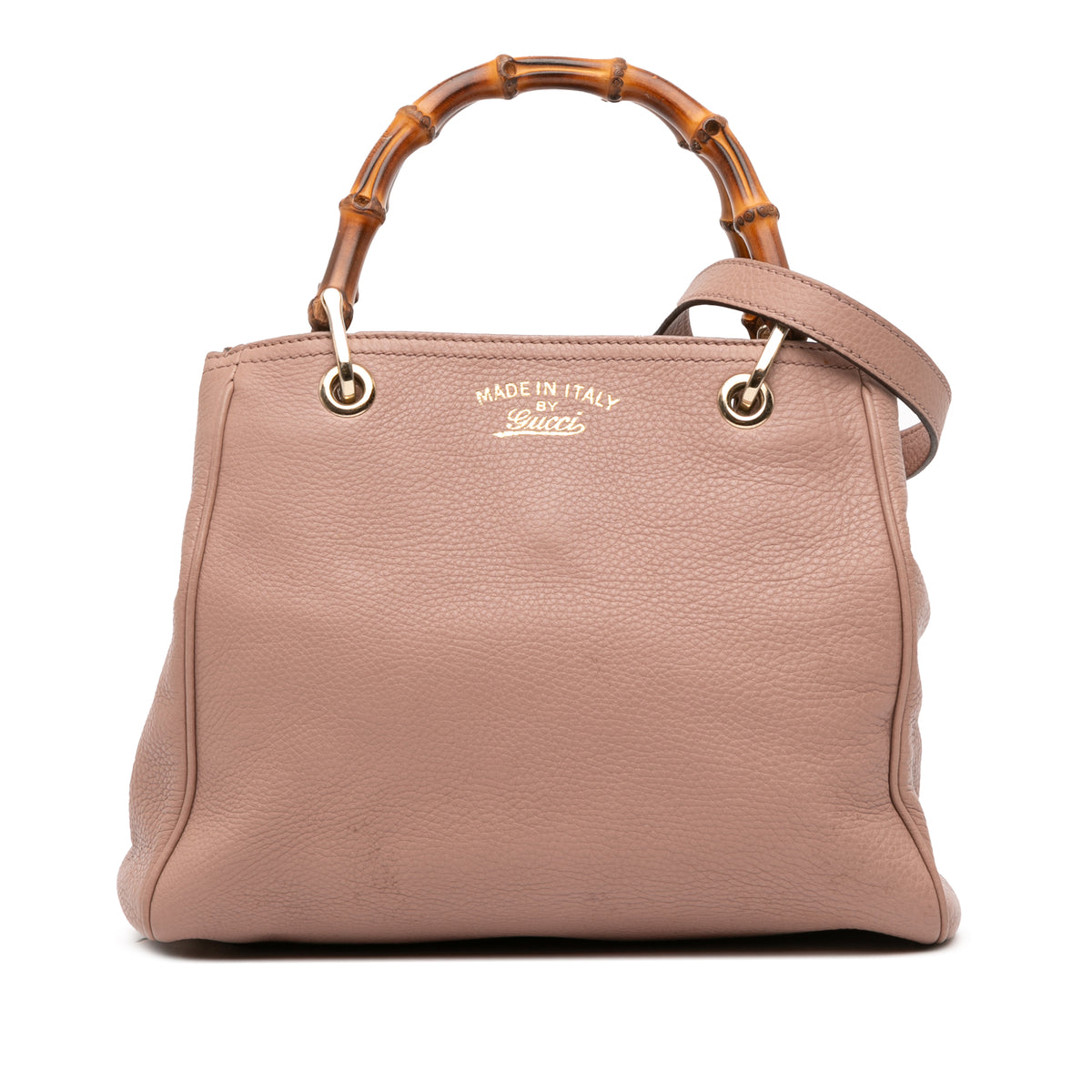 Small Calfskin Bamboo Shopper Satchel