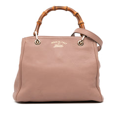 Small Calfskin Bamboo Shopper Satchel