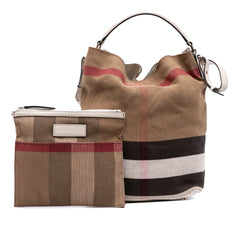 Medium Mega Check Canvas Ashby Bucket Bag