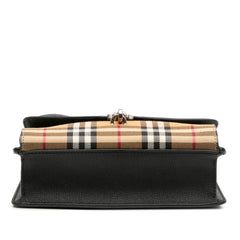 Small Leather and House Check Canvas Derby Macken Crossbody