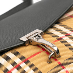 Small Leather and House Check Canvas Derby Macken Crossbody