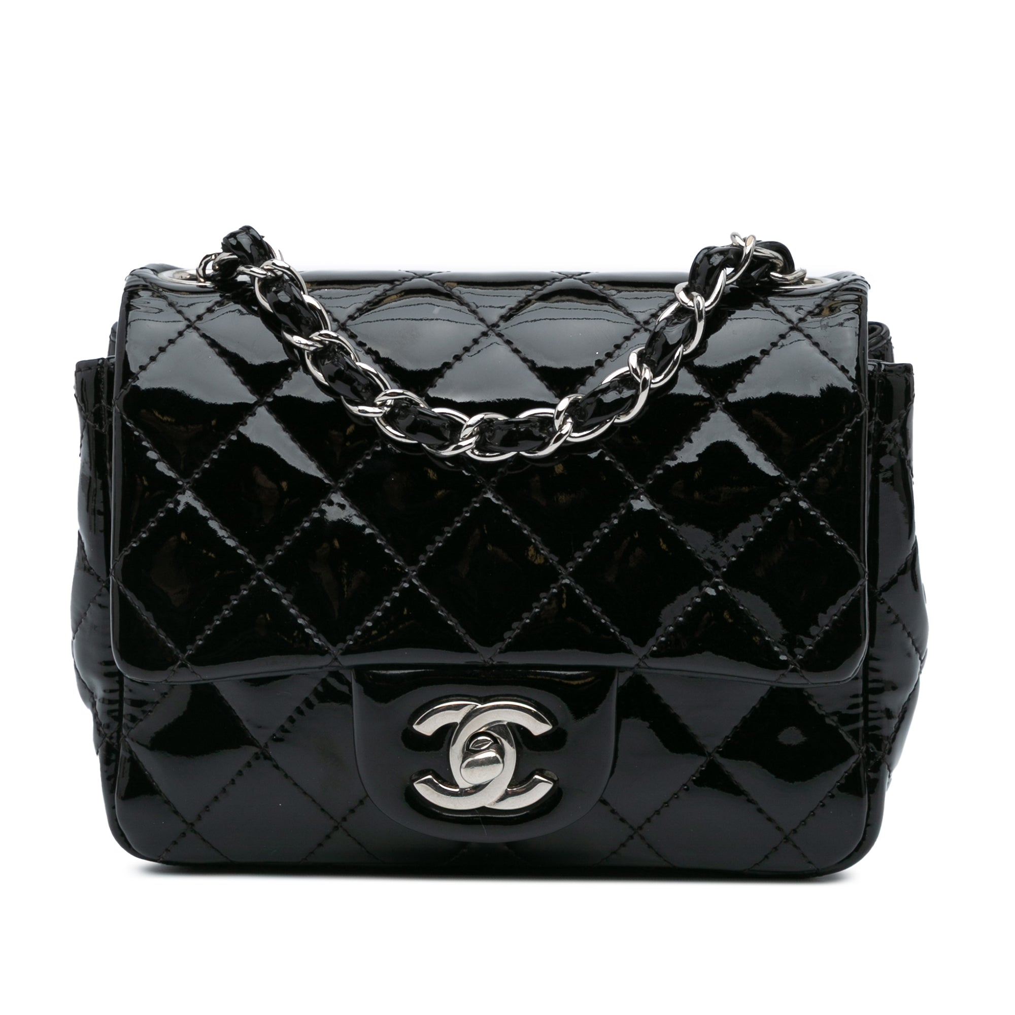 Mini Square Classic Patent Single Flap