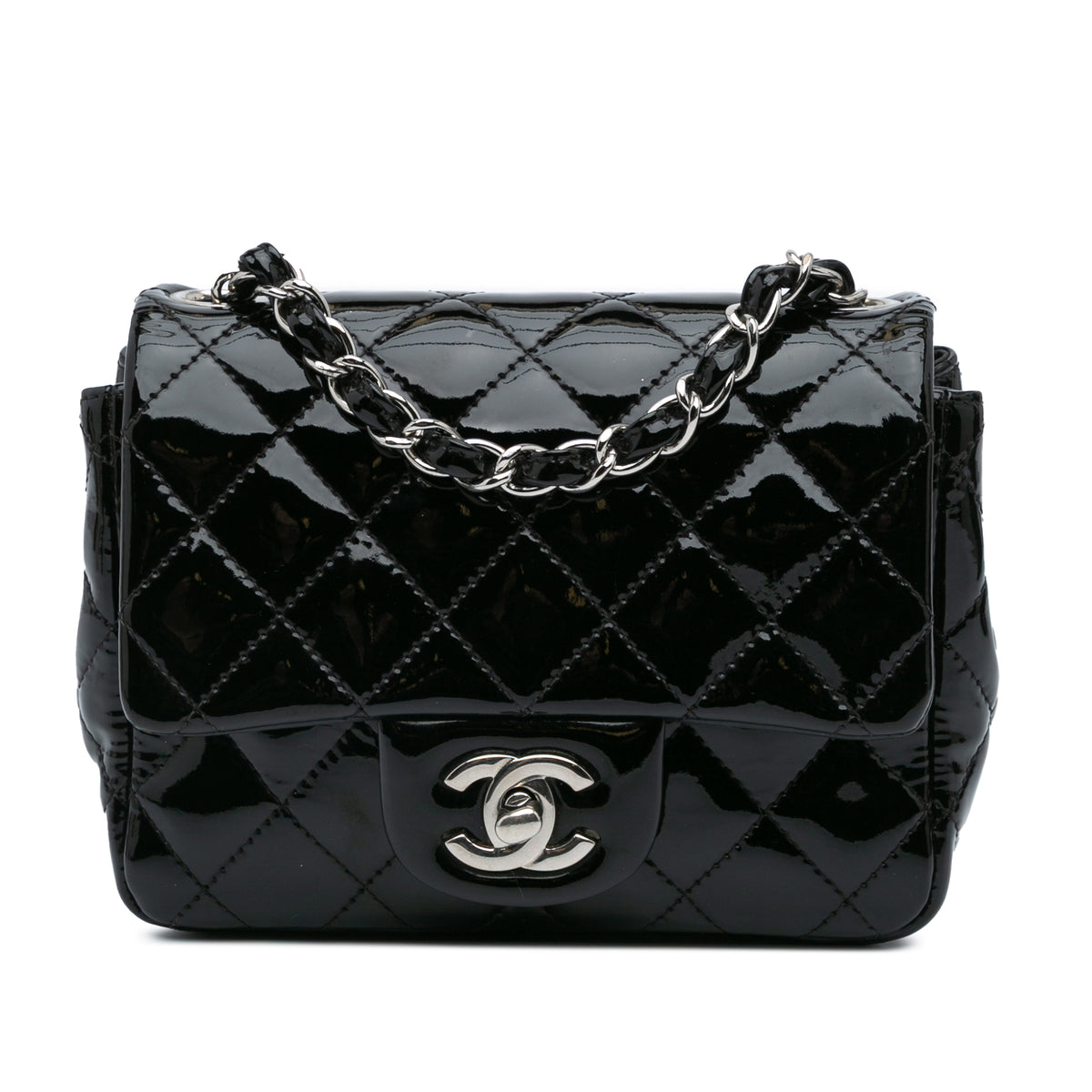 Mini Square Classic Patent Single Flap