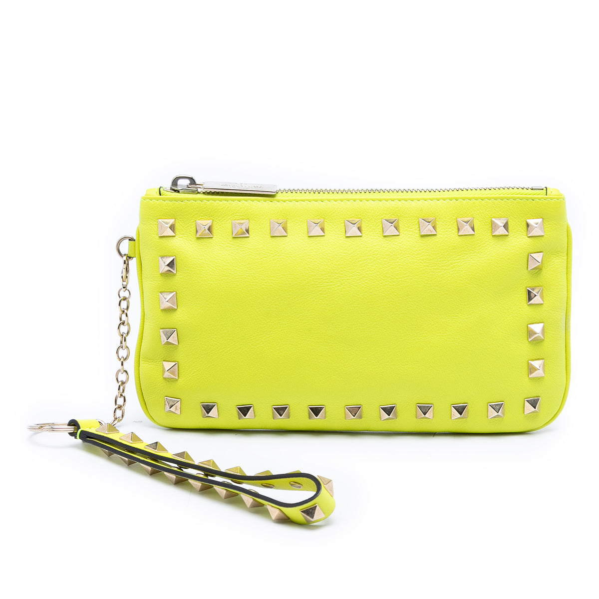 Leather Rockstud Wristlet Pouch
