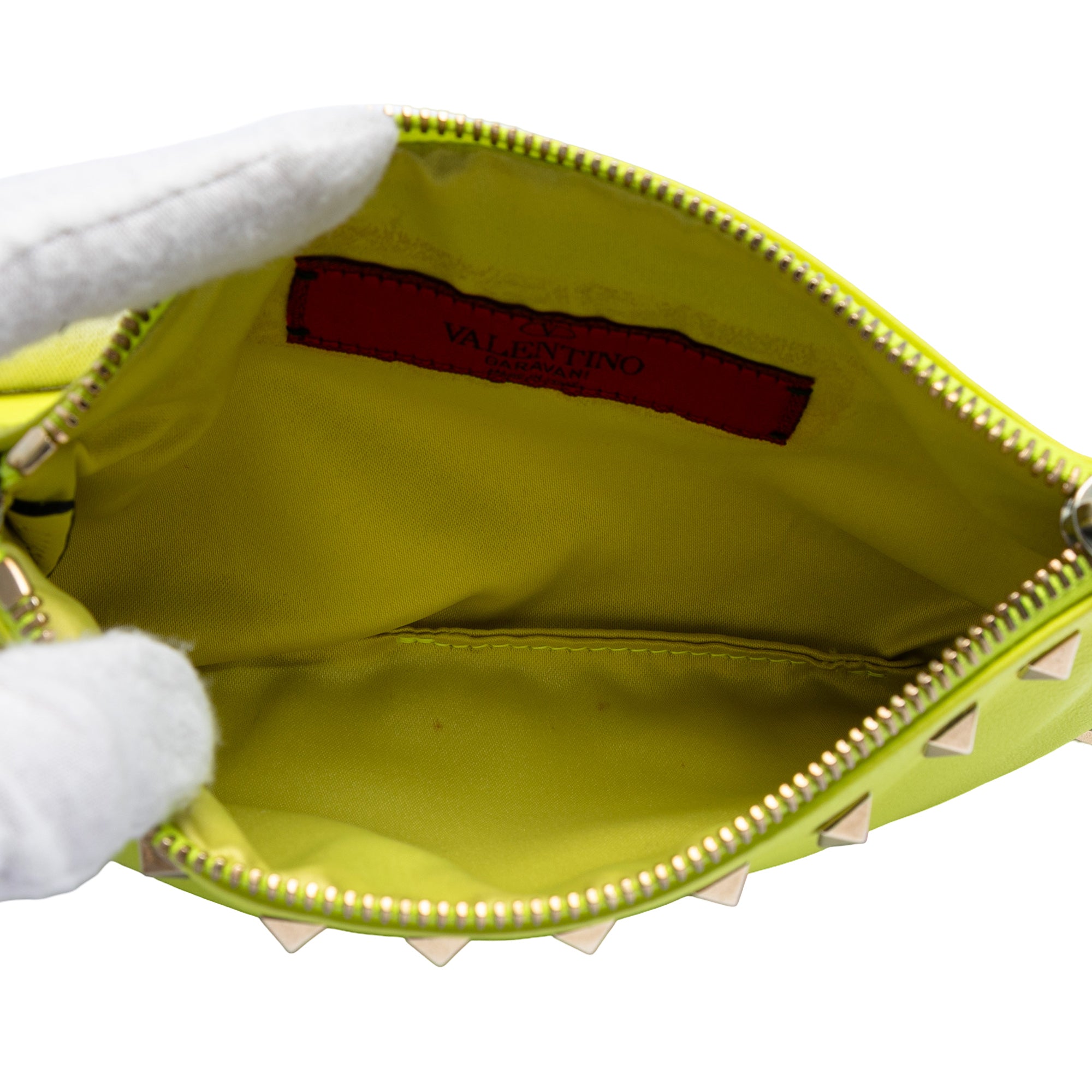 Leather Rockstud Wristlet Pouch