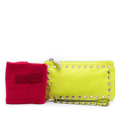 Leather Rockstud Wristlet Pouch