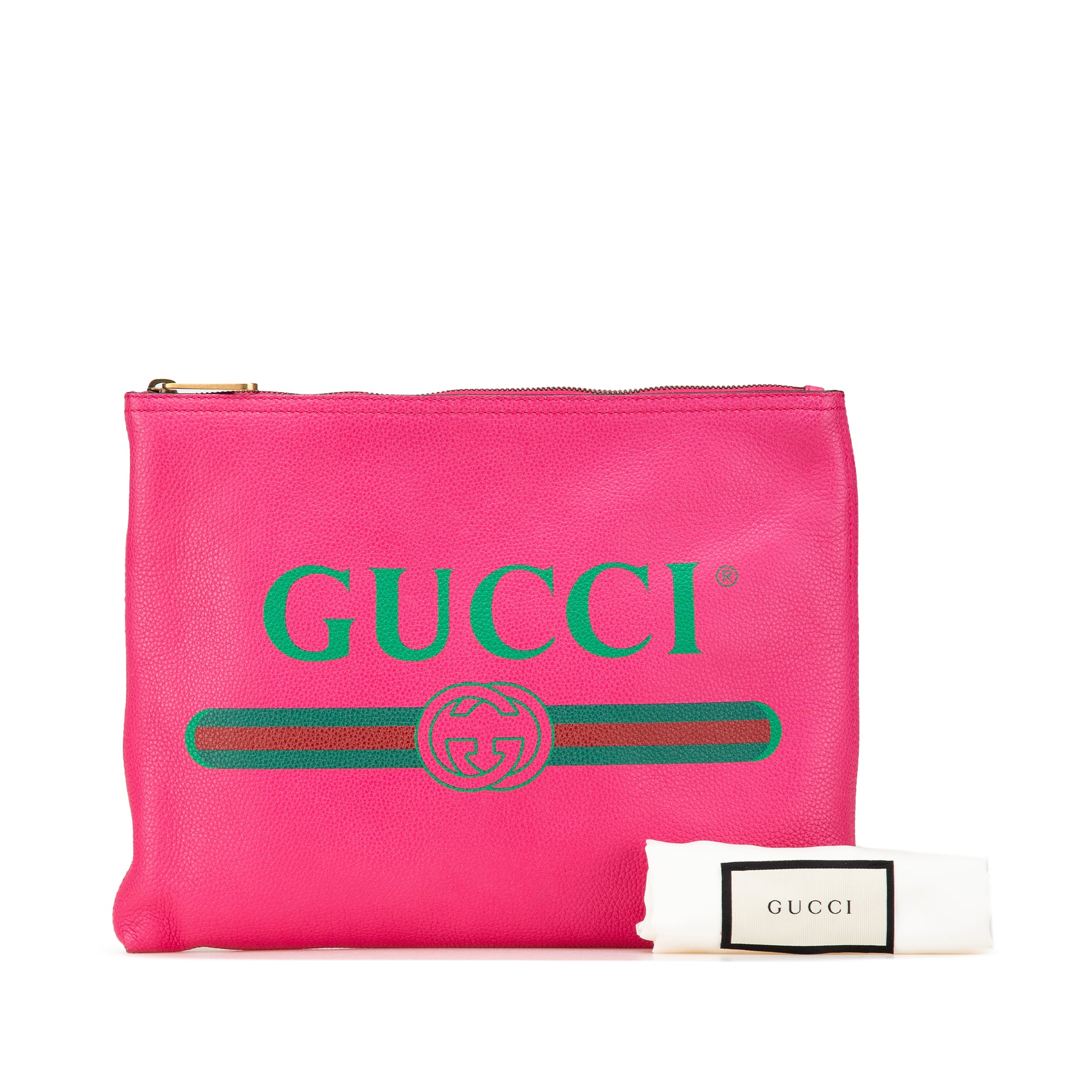 Medium Leather Logo Portfolio Clutch