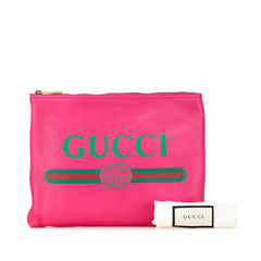 Medium Leather Logo Portfolio Clutch
