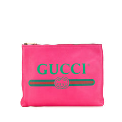 Medium Leather Logo Portfolio Clutch