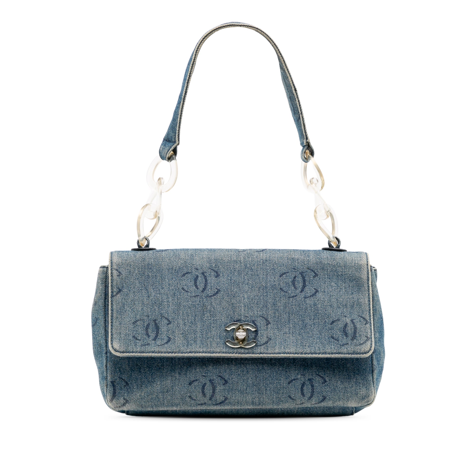 CC Printed Denim Single Flap