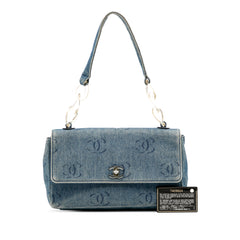 CC Printed Denim Single Flap