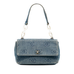 CC Printed Denim Single Flap