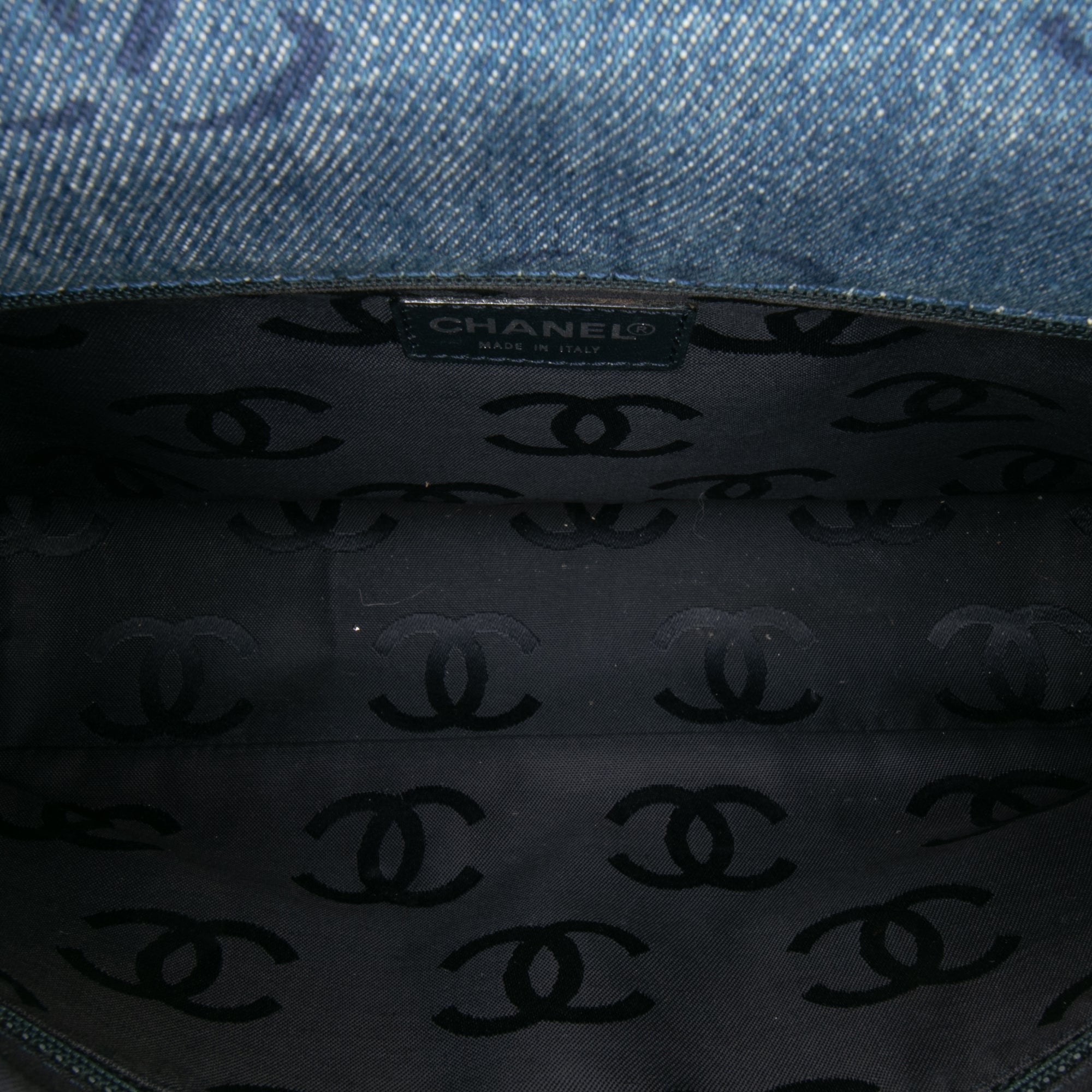 CC Printed Denim Single Flap